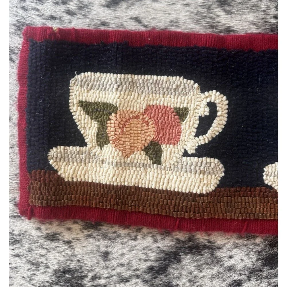 Vintage Rug Hooked Wool 8” x 37